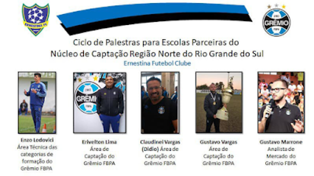 Ernestina e Grêmio promovem palestras para Escolas Parceiras