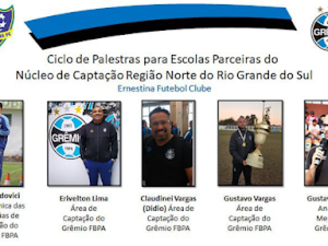 Ernestina e Grêmio promovem palestras para Escolas Parceiras