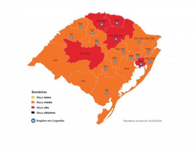 RS tem cinco regiões em vermelho no mapa definitivo do Distanciamento Controlado