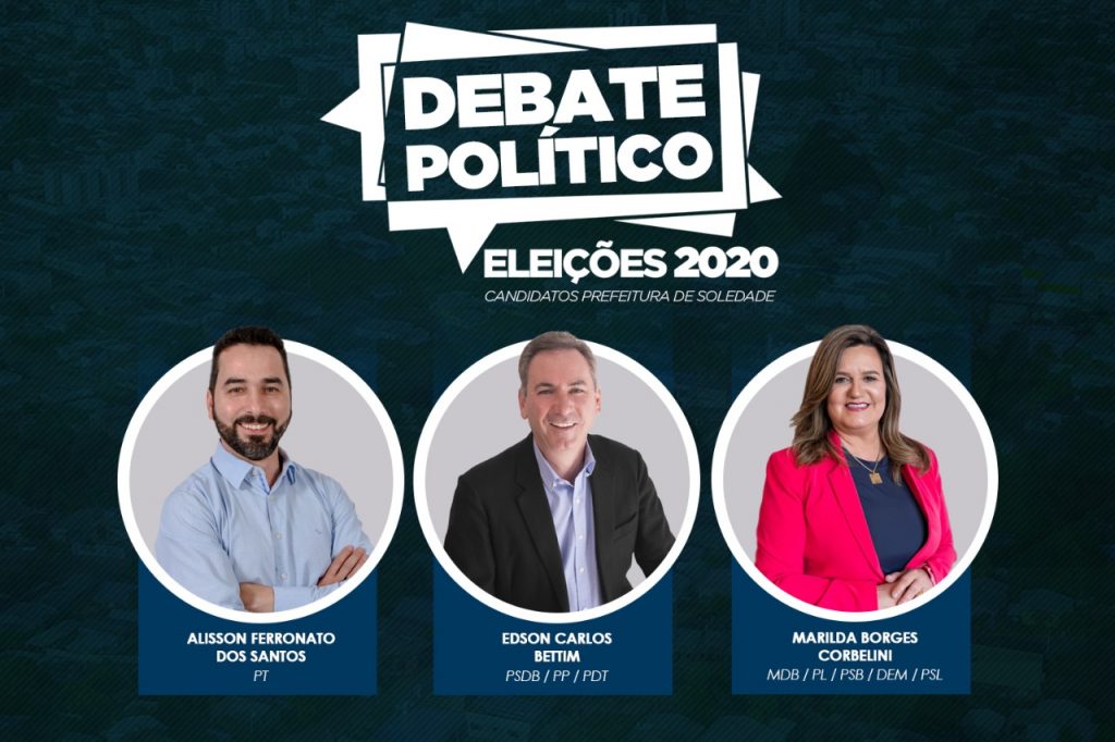 Debate com os candidatos a Prefeitura de Soledade acontece neste sábado (17)