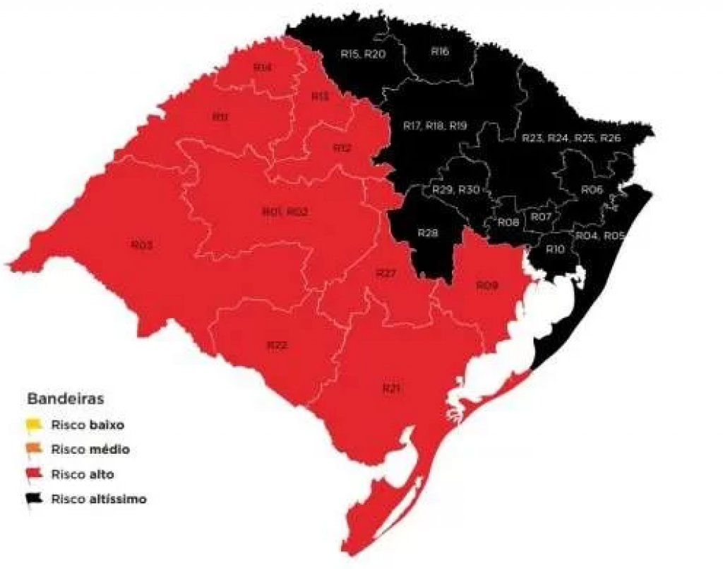 Governo do RS indefere todos os recursos e mantém mapa com bandeira preta e vermelha